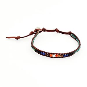 CHAN LUU（チャンルー） BSM-1635 TQ MIX/N DK BRW メンズ 1連ラップ ブレスレット ターコイズミックス