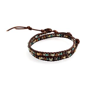 CHAN LUU（チャンルー） BSM-1647 TQ MIX/N DK BRW メンズ 2連ラップ ブレスレット ターコイズ ミックス