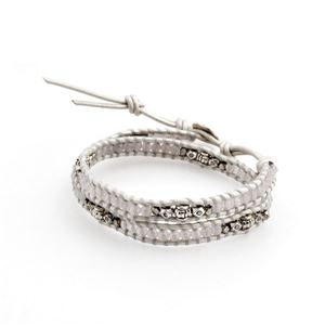 CHAN LUU（チャンルー） BSZ-4816 ASH GRY/PRL 2連ラップ ブレスレット アッシュグレーストーン/メタルビーズ