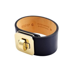 MAISON BOINET（メゾンボワネ） 95017G 79 3 Navy M ヒネリ金具 レザー ブレスレット バングル 30mm