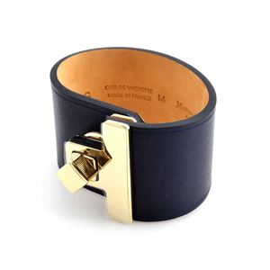 MAISON BOINET（メゾンボワネ） 95027G 79 3 Navy M ヒネリ金具 レザー ブレスレット バングル 40mm