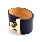 MAISON BOINET（メゾンボワネ） 95027G 79 3 Navy M ヒネリ金具 レザー ブレスレット バングル 40mm