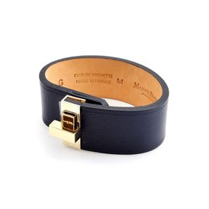 MAISON BOINET（メゾンボワネ） 95093G 79 3 Navy M ヒネリ金具 レザー ブレスレット バングル 25mm