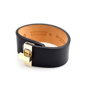 MAISON BOINET（メゾンボワネ） 95093G 79 4 Black M ヒネリ金具 レザー ブレスレット バングル 25mm
