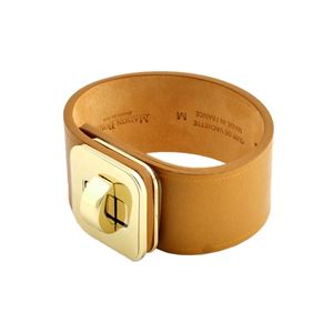 MAISON BOINET（メゾンボワネ） 95017G 79 121 Camel M ヒネリ金具 レザー ブレスレット バングル 30mm