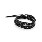 Swarovski（スワロフスキー） メンズコレクション 5015634 Tomboy Beads ダブルラップ 2重巻タイプ ジェットクリスタル＆ウッドビーズ ブレスレット