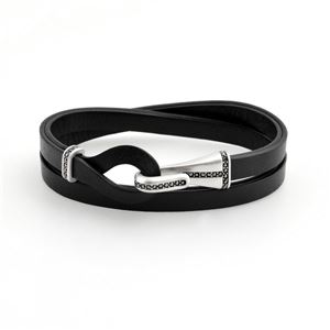 Swarovski（スワロフスキー） メンズコレクション 5159624 Draw ノットデザイン ダブルラップ 2重巻タイプ クリスタル レザー ブレスレット