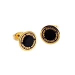 MARC JACOBS（マークジェイコブス） M0008544-062 Black/Oro ロゴ ディスク エナメル スタッド ピアス Logo Disc Enamel Studs
