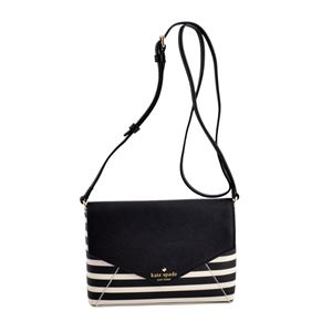 KATE SPADE（ケイトスペード） PWRU4864 79 Black/Sandy Beach ボーダー柄 ショルダーバッグ Fairmount Square Large Monday