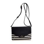 KATE SPADE（ケイトスペード） PWRU4864 79 Black/Sandy Beach ボーダー柄 ショルダーバッグ Fairmount Square Large Monday