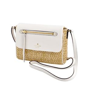 KATE SPADE（ケイトスペード） PWRU4846 266 Natural/Cement ストロー×レザー 2WAY ミニショルダー ハンドバッグ かごバッグ Cobble Hill Straw Mini Toddy
