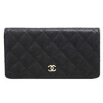 CHANEL（シャネル） 31509 G Y01864 C3906 CAVIAR NOIR／BORDE マトラッセ キルティング キャビアスキン 型押しカーフスキン 二つ折り長財布