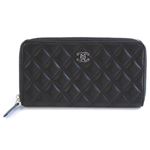 CHANEL（シャネル） 82126 Y25267 94305 LAMB BLACK マトラッセ キルティング ラムスキン ラウンドファスナー長財布