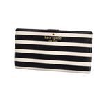 KATE SPADE（ケイトスペード） PWRU4233 79 Black/Sandy Beach ボーダー柄 背面ファスナー小銭入れ付 二つ折り長財布 Fairmount Square Stacy