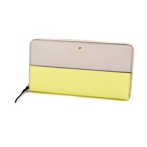 KATE SPADE（ケイトスペード） PWRU3898 775 Crisp Linen/Lemonade バイカラー ラウンドファスナー長財布 Cedar Street Lacey