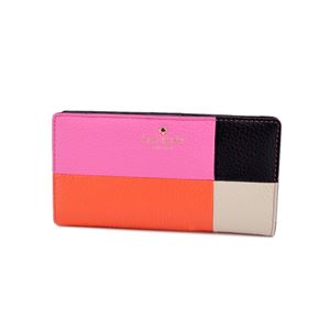 KATE SPADE（ケイトスペード） PWRU4927 684 Tulip Pink/Bright Papaya/Porcelain 4配色カラー 背面ファスナー小銭入れ＆定期入れ付 二つ折り長財布 Cobble Hill Stacy
