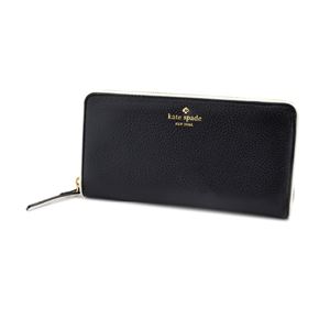 KATE SPADE（ケイトスペード） PWRU4938 67 Black/Cement バイピング バイカラー ラウンドファスナー長財布 Cobble Hill Lacey