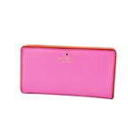 KATE SPADE（ケイトスペード） PWRU4939 954 Tulip Pink/Bright Papaya バイピング バイカラー 背面ファスナー小銭入れ＆定期入れ付 二つ折り長財布 Cobble Hill Stacy