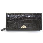 Vivienne Westwood（ヴィヴィアンウエストウッド） クロコ型押し カウレザー パスケース付 二つ折り長財布 NEW CHANCERY 1032V30V 137 BLACK