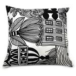 marimekko（マリメッコ） LINTUKOTO CUSHION COVER 50X50cm リントゥコト（鳥の住処） ボタニカル柄 クッションカバー 67052 192 white／black／multicolour