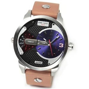 DIESEL（ディーゼル） メンズ 腕時計 人気の2Time表示レザーストラップ・ウオッチ DZ7308