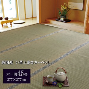 純国産/日本製 糸引織 い草上敷 『湯沢』 六一間4.5畳（約277×277cm）