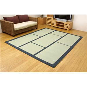 純国産/日本製 い草カーペット 『F蔵』 ブルー 約200×300cm（裏：ウレタン張り）