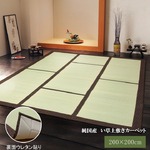 純国産/日本製 い草カーペット 『F蔵』 ブラウン 約200×200cm 正方形（裏：ウレタン張り）