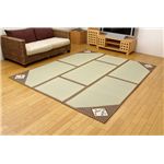 純国産/日本製 い草カーペット 『F夕暮れ』 ブラウン 約200×200cm 正方形（裏：ウレタン張り）