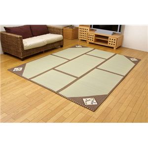 純国産/日本製 い草カーペット 『F夕暮れ』 ブラウン 約200×250cm（裏：ウレタン張り）