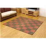 純国産/日本製 い草花ござカーペット 『銀河』 レッド（赤） 江戸間2畳（約174×174cm）