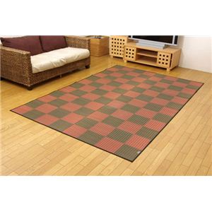純国産/日本製 い草花ござカーペット 『銀河』 レッド（赤） 江戸間3畳（約174×261cm）