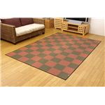 純国産/日本製 い草花ござカーペット 『銀河』 レッド（赤） 江戸間3畳（約174×261cm）