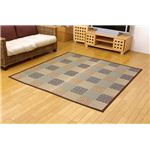 純国産/日本製 い草花ござカーペット 『五風』 ブラウン 江戸間2畳（約174×174cm）