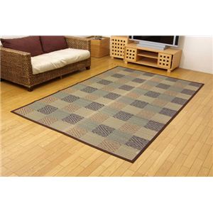 純国産/日本製 い草花ござカーペット 『五風』 ブラウン 江戸間3畳（約174×261cm）