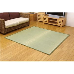純国産/日本製 イ草花ござカーペット 『扇』 江戸間8畳（約348×352cm）