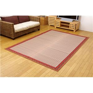純国産/日本製 イ草花ござカーペット 『かれん』 ローズ 江戸間4.5畳（約261×261cm）