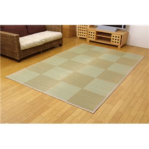 純国産/日本製 い草花ござ 『ウォンツ』 ベージュ 江戸間3畳（約174×261cm）