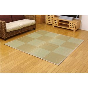 純国産/日本製 い草花ござ 『ウォンツ』 ベージュ 江戸間8畳（約348×352cm）