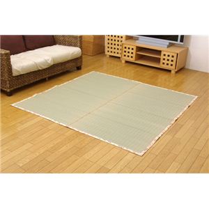 【国内い草】掛川織花ござ 『華山 環良草』 ベージュ 江戸間6畳（約261×352cm）
