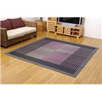 純国産/日本製 掛川織 い草ラグカーペット 夏用 『剣ヶ峰』 ブラック 約200×200cm 正方形