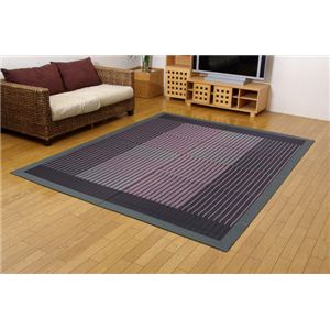 純国産/日本製 掛川織 い草ラグカーペット 夏用 『剣ヶ峰』 ブラック 約200×250cm