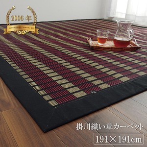 【福岡県品評会最優秀賞】純国産 い草ラグ 夏用 『鍋島』 ブラック 約191×191cm