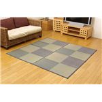 い草花ござカーペット 『DXパルコ裏張CP』 ブルー 江戸間4.5畳（約261×261cm） （裏：不織布）