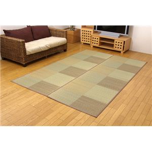 い草花ござカーペット 『DXパルコ裏張CP』 ブラウン 江戸間3畳（約174×261cm） （裏：不織布）