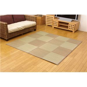 い草花ござカーペット 『DXパルコ裏張CP』 ブラウン 江戸間4.5畳（約261×261cm） （裏：不織布）