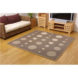 麻混カーペット 『FXサークル』 ブラウン 江戸間2畳 174×174cm（中材：ウレタン）　正方形