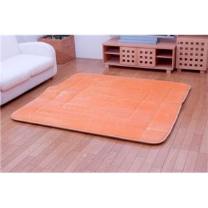 国産（日本製）固綿40mm使用 ベロア生地 ふっくら敷 『メロンF敷』 オレンジ 100×160cm