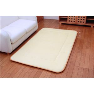 国産（日本製）固綿40mm使用 ベロア生地 ふっくら敷 『メロンF敷』 イエロー 160×160cm