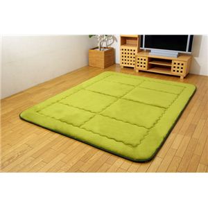 国産（日本製）固綿40mm使用 フランネル生地 ふっくら敷 『フラネルF敷』 グリーン 190×190cm 正方形（パイル長8mm）